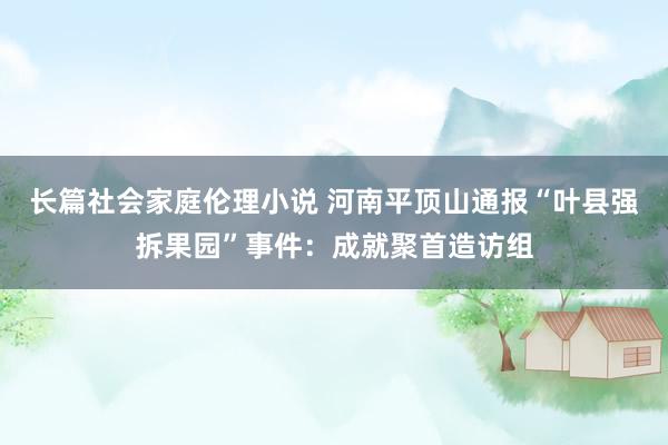 长篇社会家庭伦理小说 河南平顶山通报“叶县强拆果园”事件：成就聚首造访组