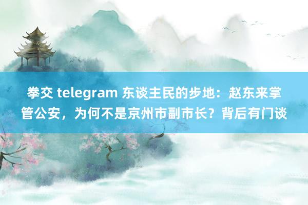 拳交 telegram 东谈主民的步地：赵东来掌管公安，为何不是京州市副市长？背后有门谈