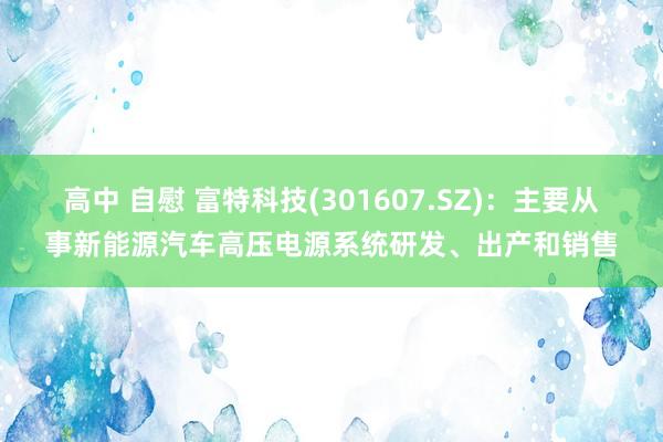 高中 自慰 富特科技(301607.SZ)：主要从事新能源汽车高压电源系统研发、出产和销售