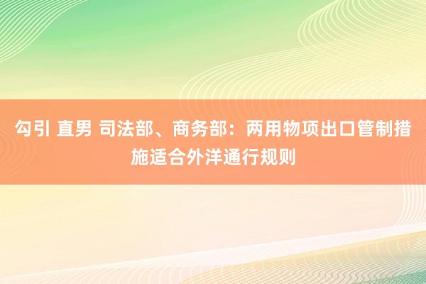 勾引 直男 司法部、商务部：两用物项出口管制措施适合外洋通行规则