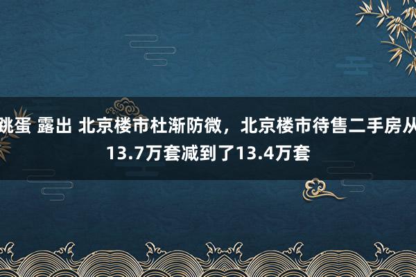 跳蛋 露出 北京楼市杜渐防微，北京楼市待售二手房从13.7万套减到了13.4万套