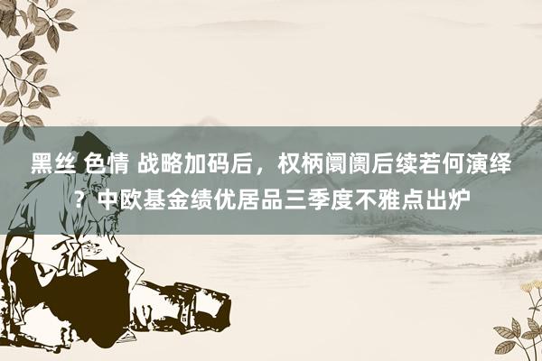 黑丝 色情 战略加码后，权柄阛阓后续若何演绎？中欧基金绩优居品三季度不雅点出炉