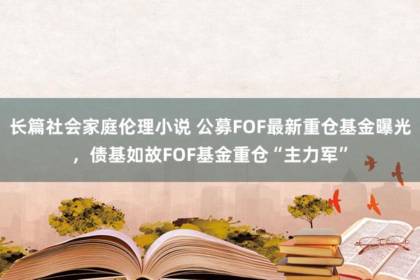 长篇社会家庭伦理小说 公募FOF最新重仓基金曝光，债基如故FOF基金重仓“主力军”