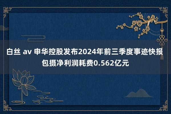 白丝 av 申华控股发布2024年前三季度事迹快报 包摄净利润耗费0.562亿元