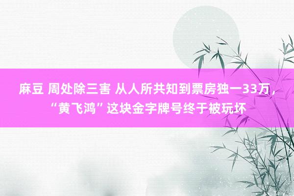 麻豆 周处除三害 从人所共知到票房独一33万，“黄飞鸿”这块金字牌号终于被玩坏