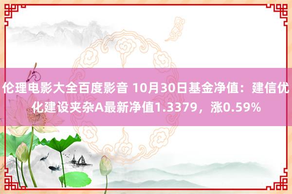 伦理电影大全百度影音 10月30日基金净值：建信优化建设夹杂A最新净值1.3379，涨0.59%