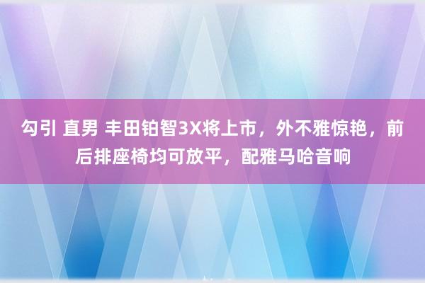 勾引 直男 丰田铂智3X将上市，外不雅惊艳，前后排座椅均可放平，配雅马哈音响