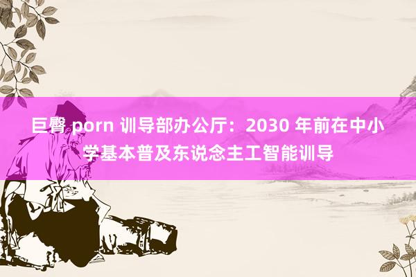 巨臀 porn 训导部办公厅：2030 年前在中小学基本普及东说念主工智能训导