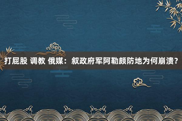 打屁股 调教 俄媒：叙政府军阿勒颇防地为何崩溃？