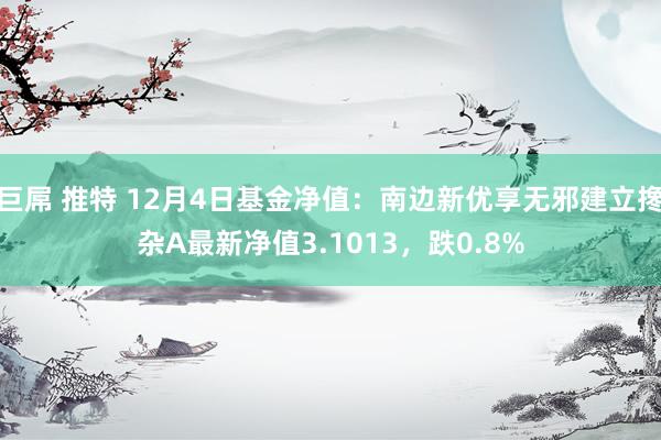 巨屌 推特 12月4日基金净值：南边新优享无邪建立搀杂A最新净值3.1013，跌0.8%