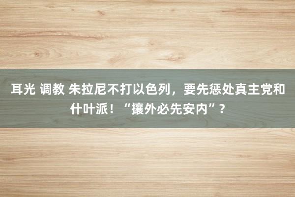 耳光 调教 朱拉尼不打以色列，要先惩处真主党和什叶派！“攘外必先安内”？