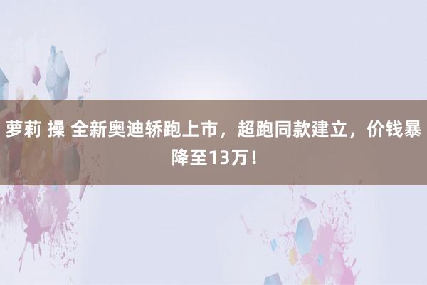 萝莉 操 全新奥迪轿跑上市，超跑同款建立，价钱暴降至13万！