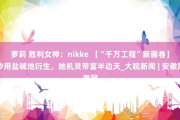 萝莉 胜利女神：nikke 【“千万工程”新画卷】妙用盐碱地衍生，她机灵带富半边天_大皖新闻 | 安徽网