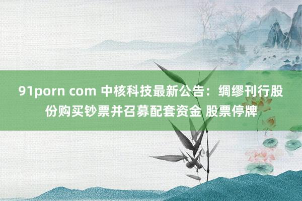 91porn com 中核科技最新公告：绸缪刊行股份购买钞票并召募配套资金 股票停牌