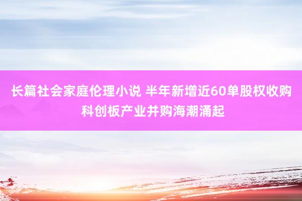 长篇社会家庭伦理小说 半年新增近60单股权收购 科创板产业并购海潮涌起