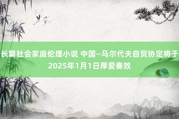 长篇社会家庭伦理小说 中国—马尔代夫自贸协定将于2025年1月1日厚爱奏效