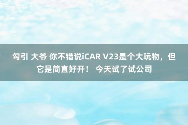 勾引 大爷 你不错说iCAR V23是个大玩物，但它是简直好开！ 今天试了试公司