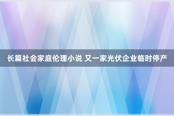 长篇社会家庭伦理小说 又一家光伏企业临时停产