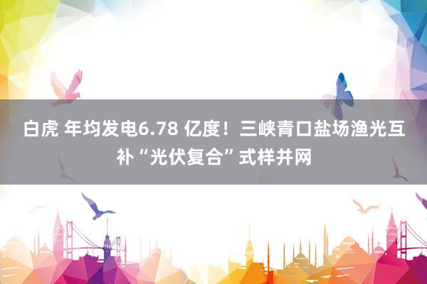 白虎 年均发电6.78 亿度！三峡青口盐场渔光互补“光伏复合”式样并网