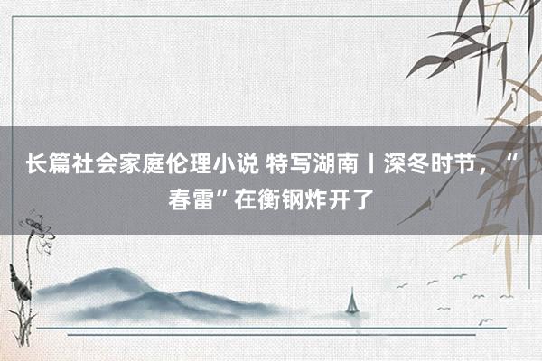 长篇社会家庭伦理小说 特写湖南丨深冬时节，“春雷”在衡钢炸开了