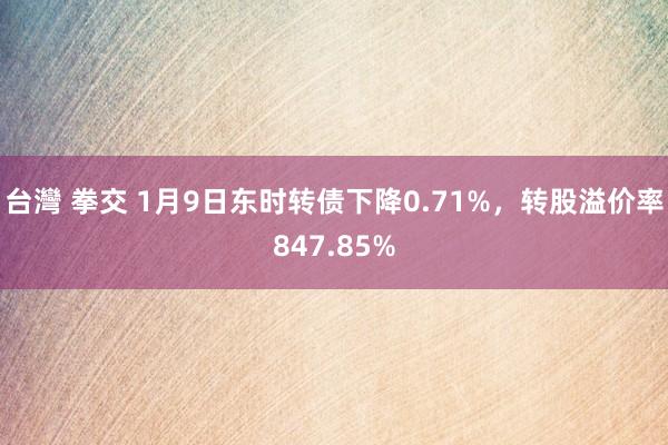 台灣 拳交 1月9日东时转债下降0.71%，转股溢价率847.85%