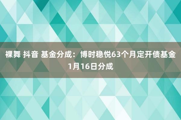 裸舞 抖音 基金分成：博时稳悦63个月定开债基金1月16日分成