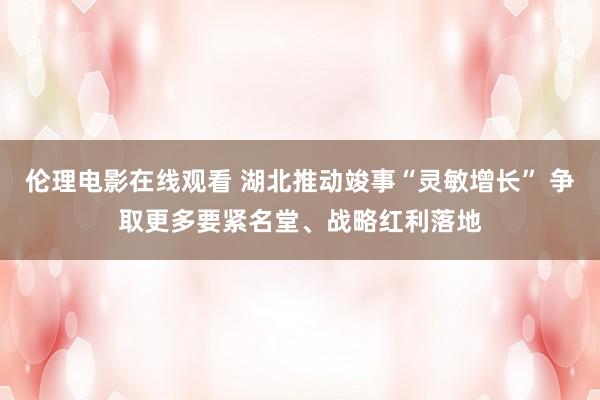 伦理电影在线观看 湖北推动竣事“灵敏增长” 争取更多要紧名堂、战略红利落地